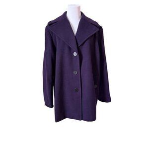 Calvin Klein Wide Lapel Purple Winter Pea Coat 2X Outerwear Super Soft‎ Colorful